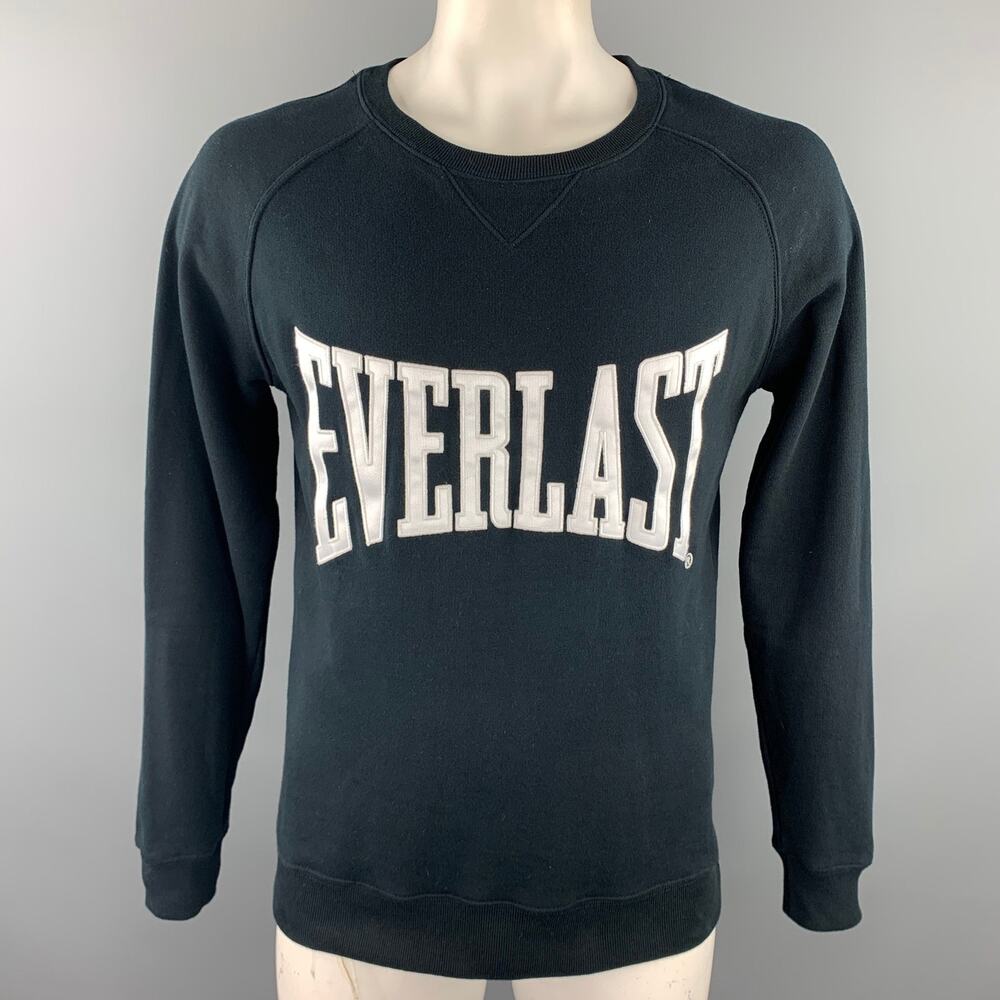 EVERLAST for PORTS Size L Black Logo Cotton Crew-Neck Sweatshirt